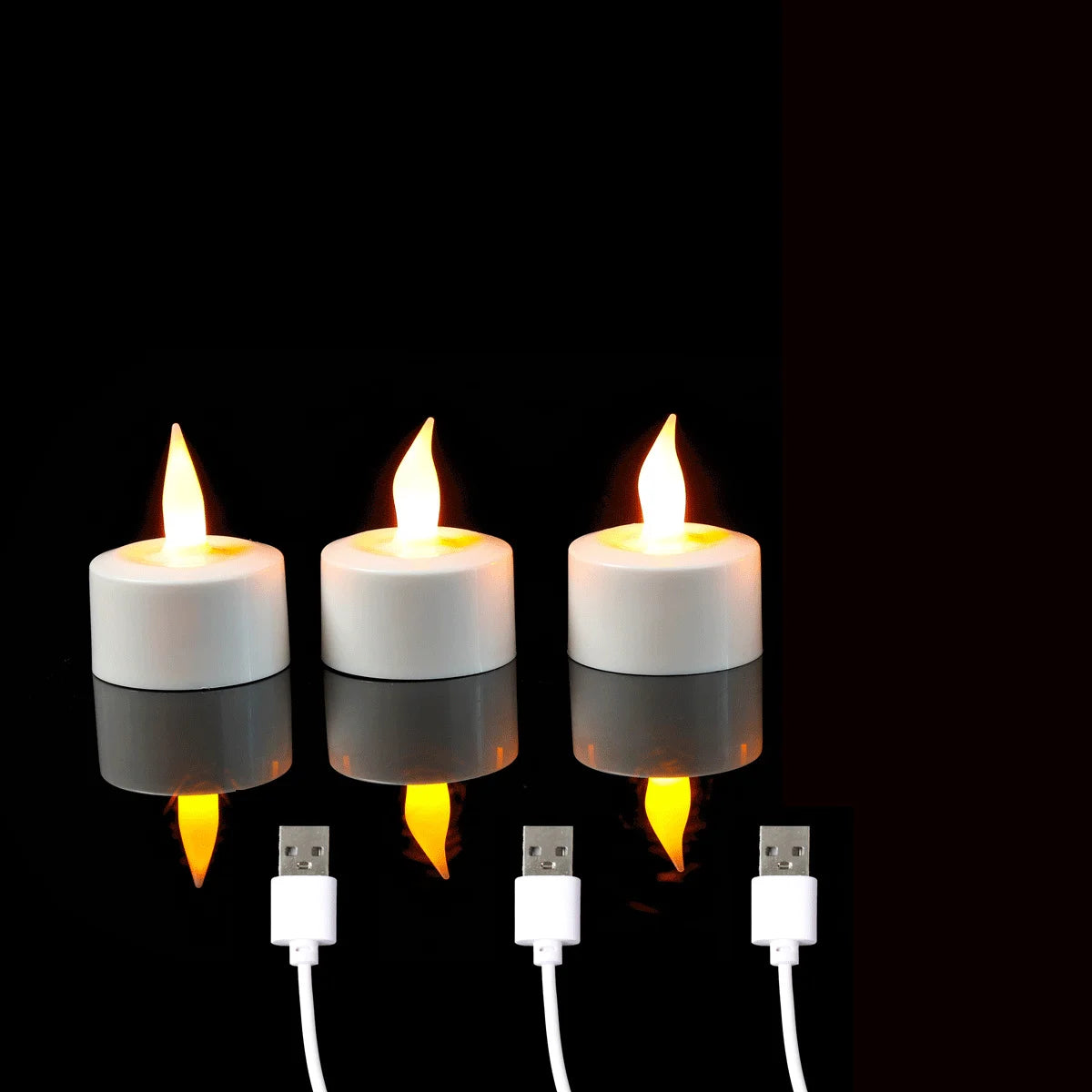 1/2/3/4 Pieces Yellow Light LED Candles With USB Charge,Flameless Decorative Wedding Christmas Rechargeable Tea Lights