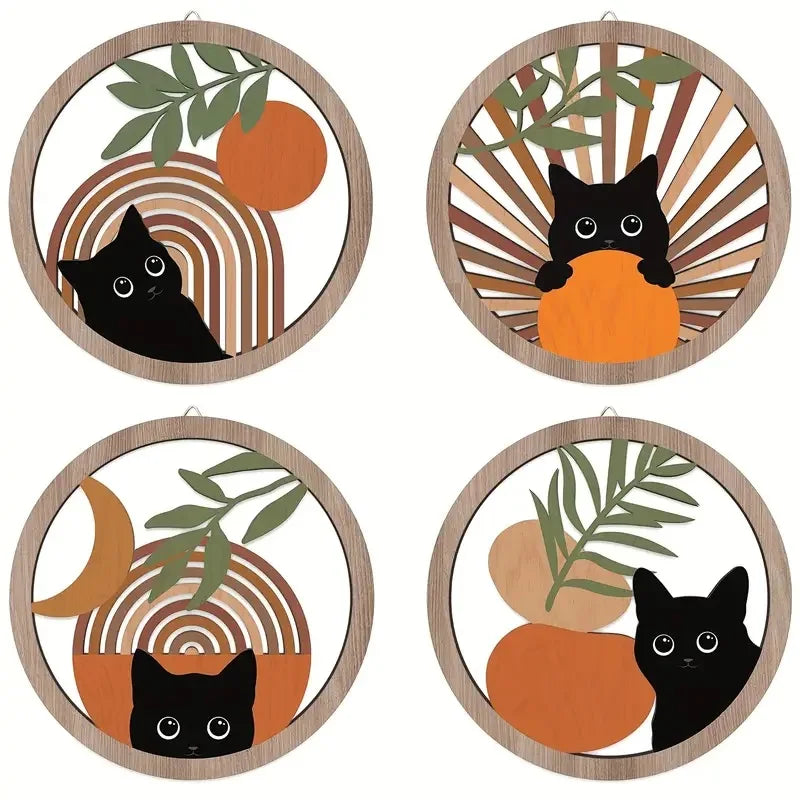 4Pcs Wall Art decor, Bohemian wall hanging sculpture, Hollowed-out Design for living room, bedroom, country courtyard