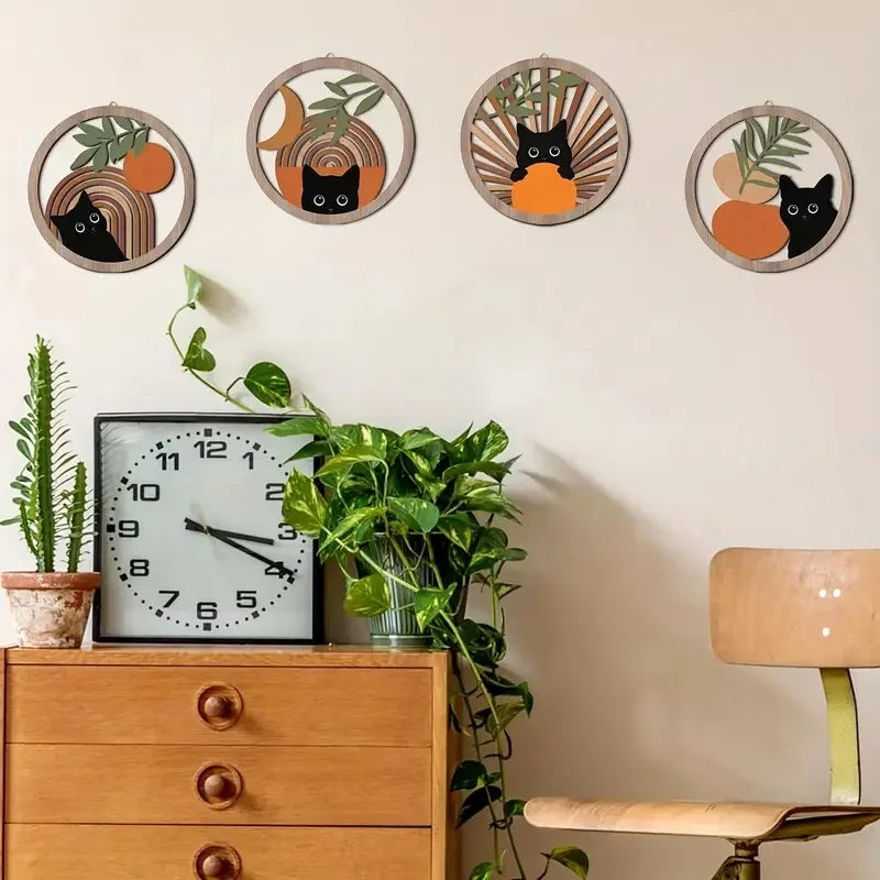 4Pcs Wall Art decor, Bohemian wall hanging sculpture, Hollowed-out Design for living room, bedroom, country courtyard