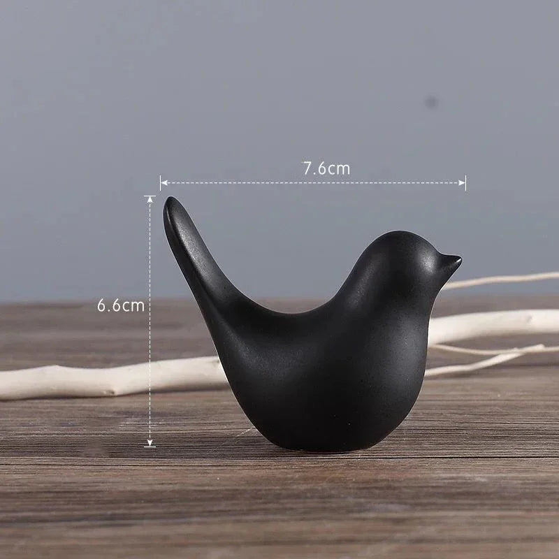 Bird Figurine 4 Sizes Nordic Ceramic Black White Animal Statue Jewelry Home Decoration Living Room Table Sculptural Ornament