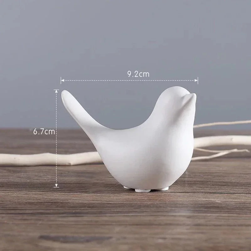 Bird Figurine 4 Sizes Nordic Ceramic Black White Animal Statue Jewelry Home Decoration Living Room Table Sculptural Ornament