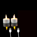 1/2/3/4 Pieces Yellow Light LED Candles With USB Charge,Flameless Decorative Wedding Christmas Rechargeable Tea Lights