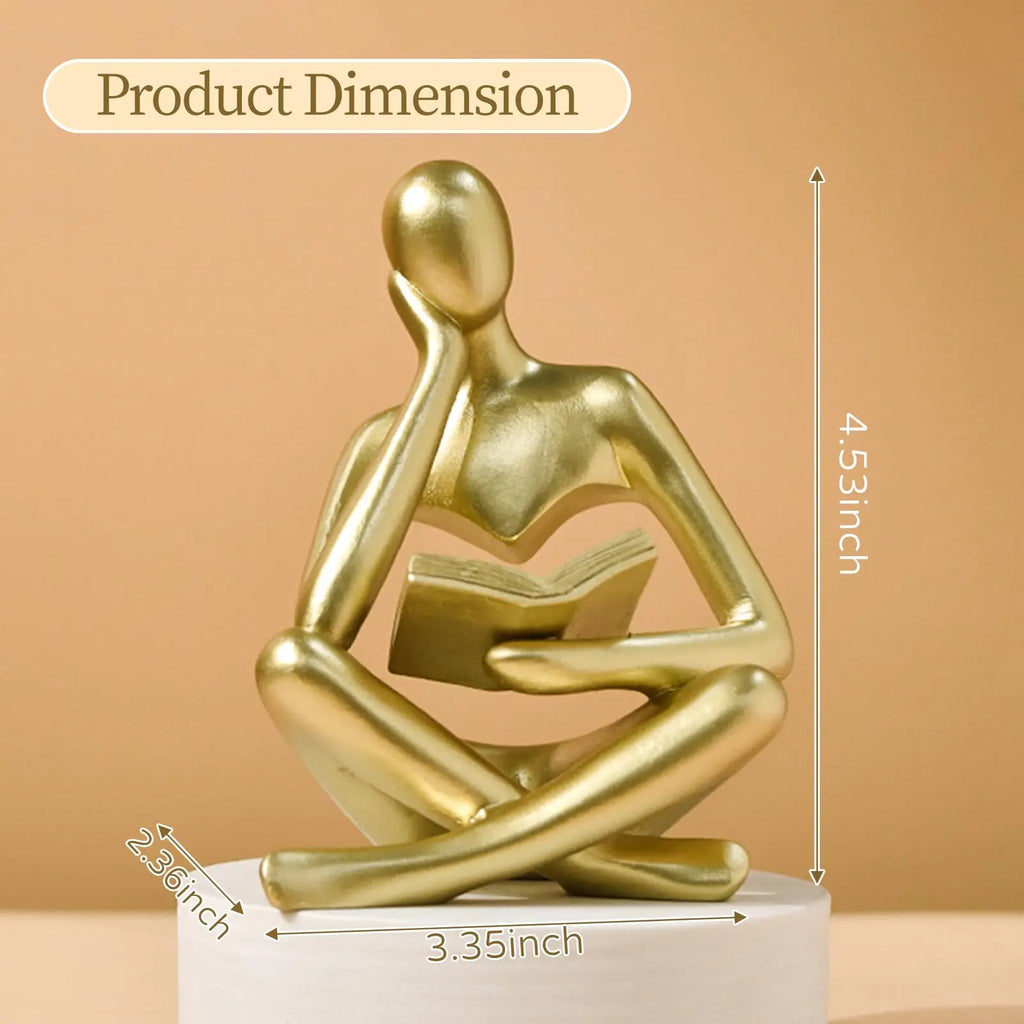 Bookshelf Decor Thinker Statue - Abstract Art Reading Thinker Sculpture Figurine Aesthetic, Modern Home Decoration for Living