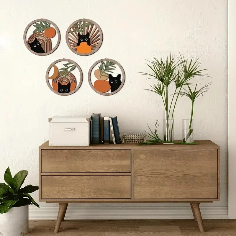 4Pcs Wall Art decor, Bohemian wall hanging sculpture, Hollowed-out Design for living room, bedroom, country courtyard